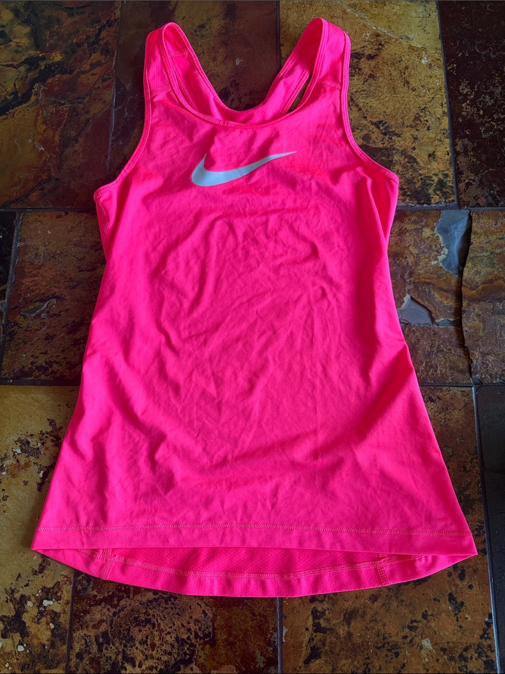 Nike Women's Neon Pink Athletic Tank with Silver Swoosh (1080)